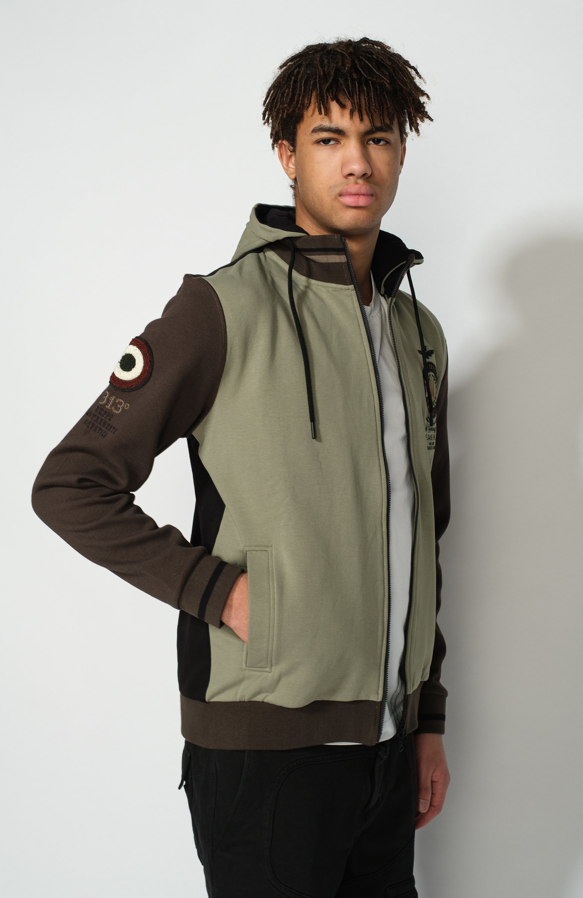 Aeronautica militare Green Patch hooded sweatshirt image 2