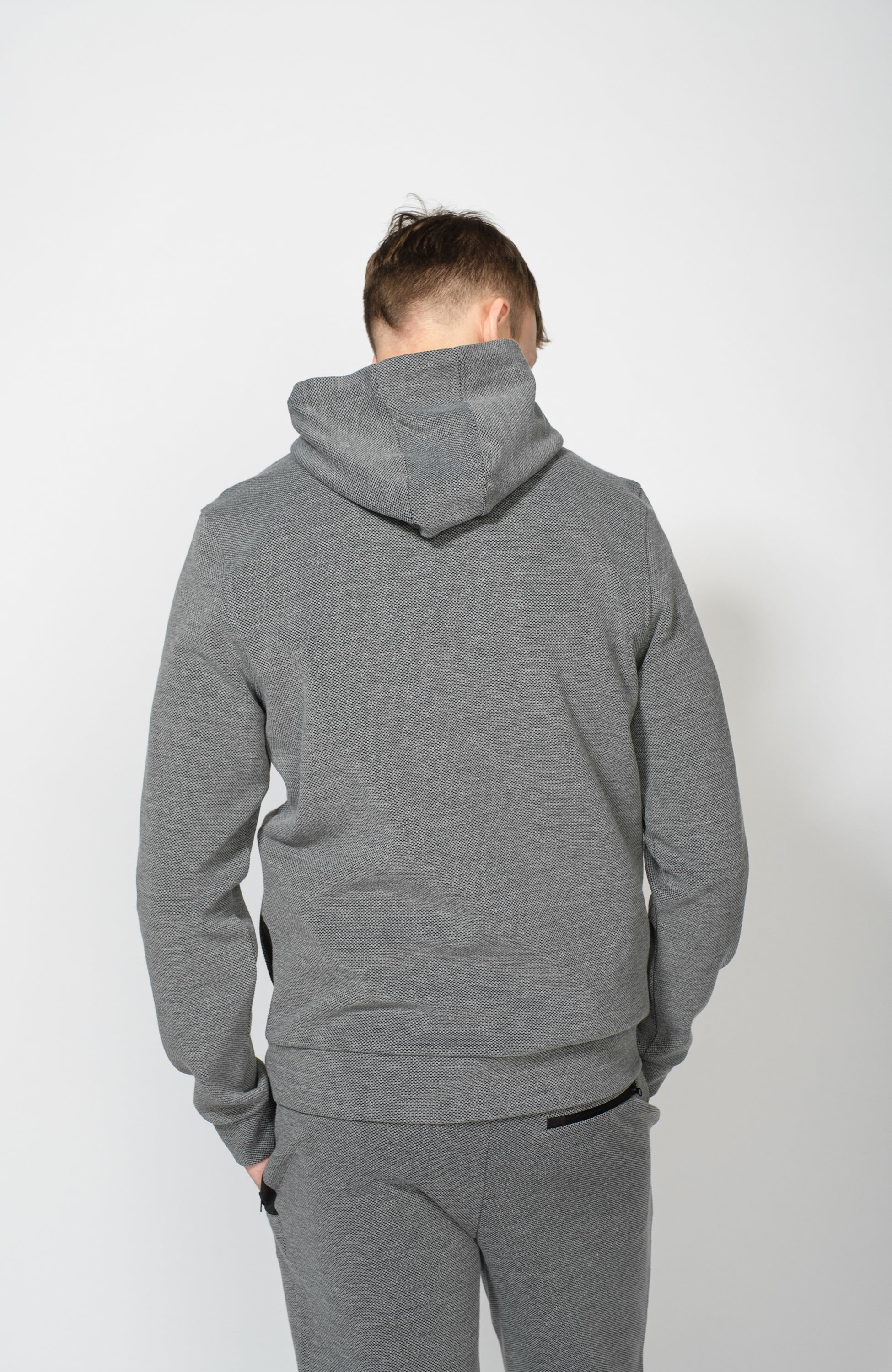 Aeronautica militare Grey Textured hooded tracksuit set image 3