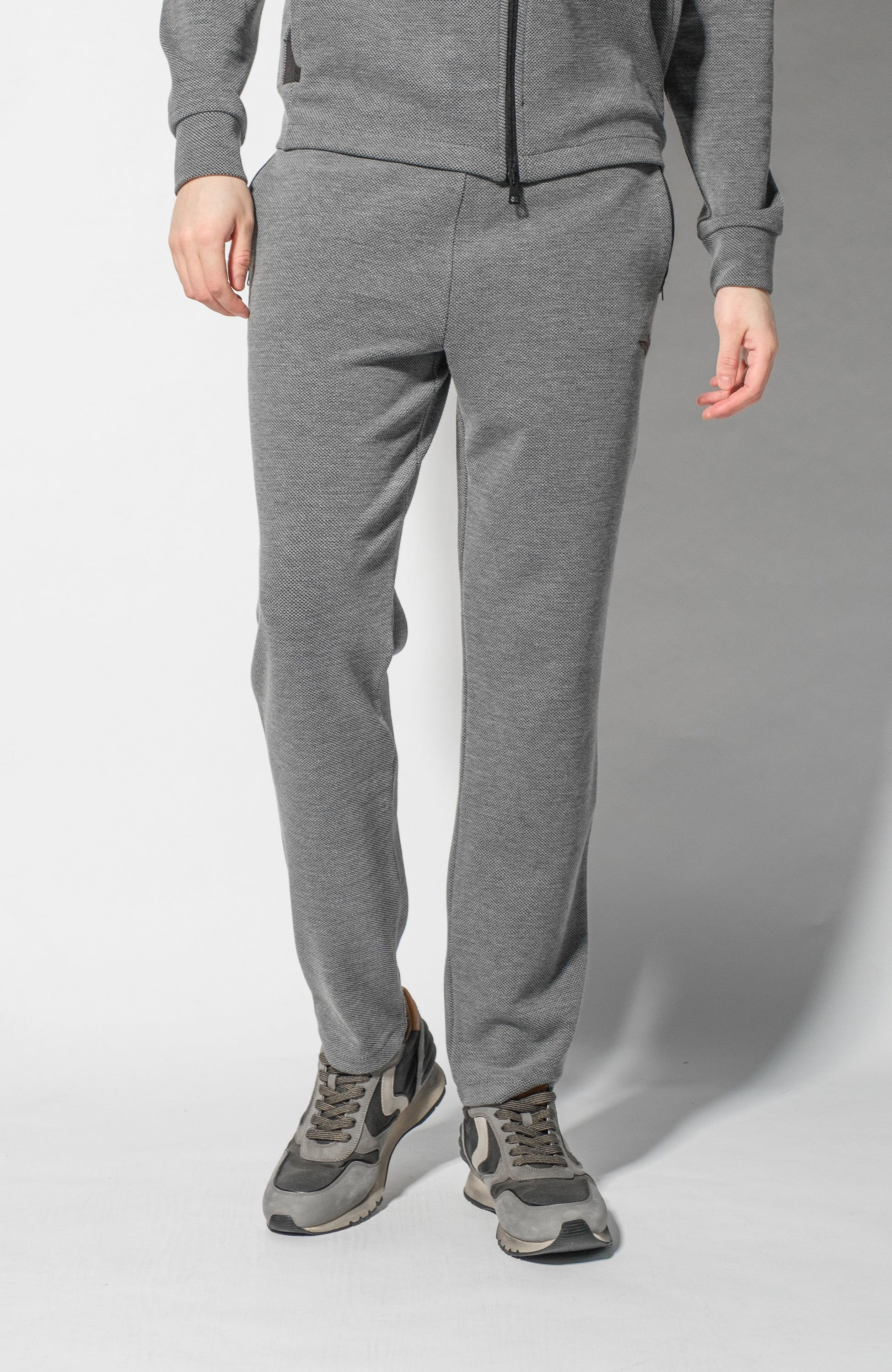 Aeronautica militare Grey Textured hooded tracksuit set image 7