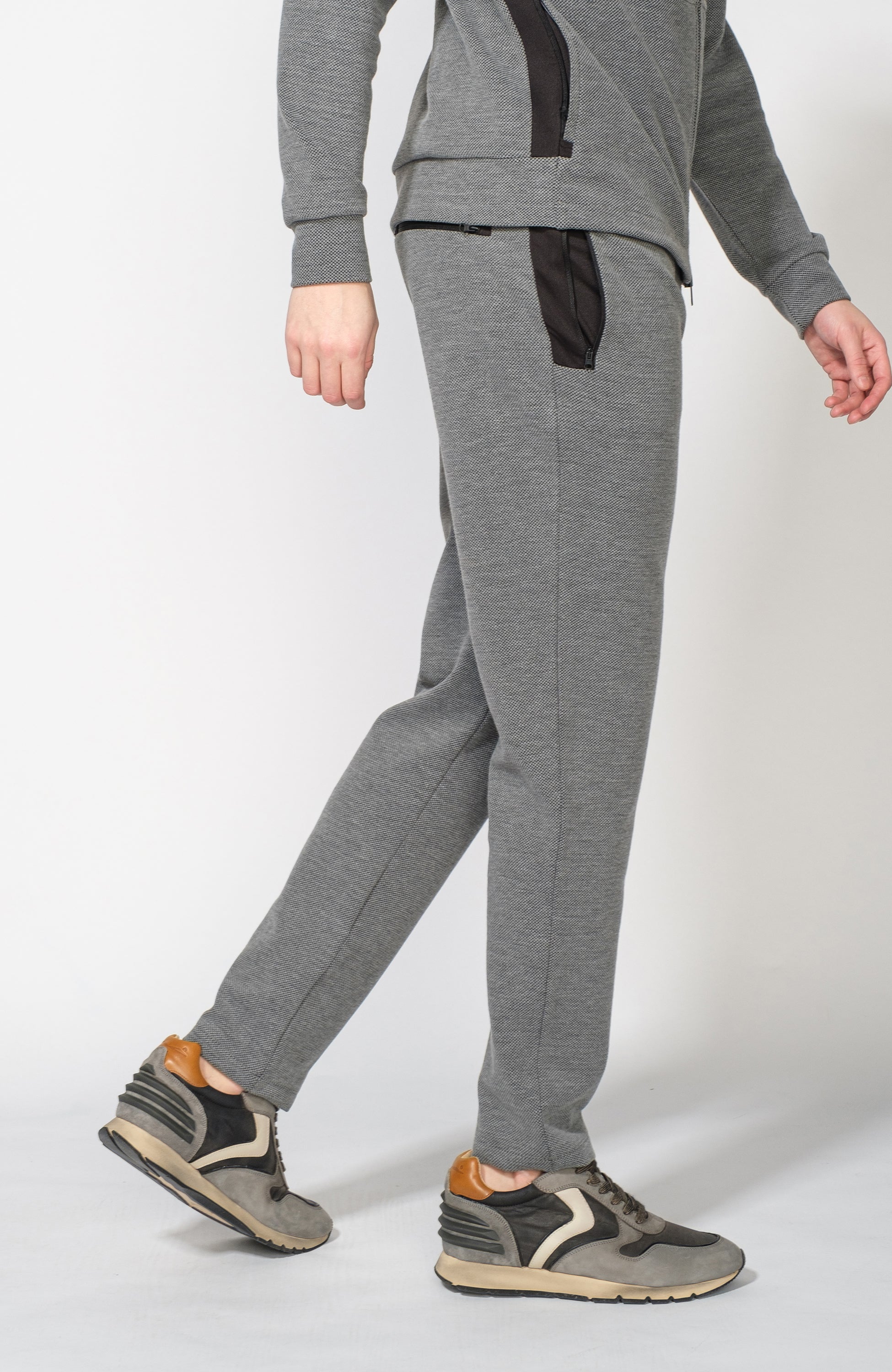 Aeronautica militare Grey Textured hooded tracksuit set image 8