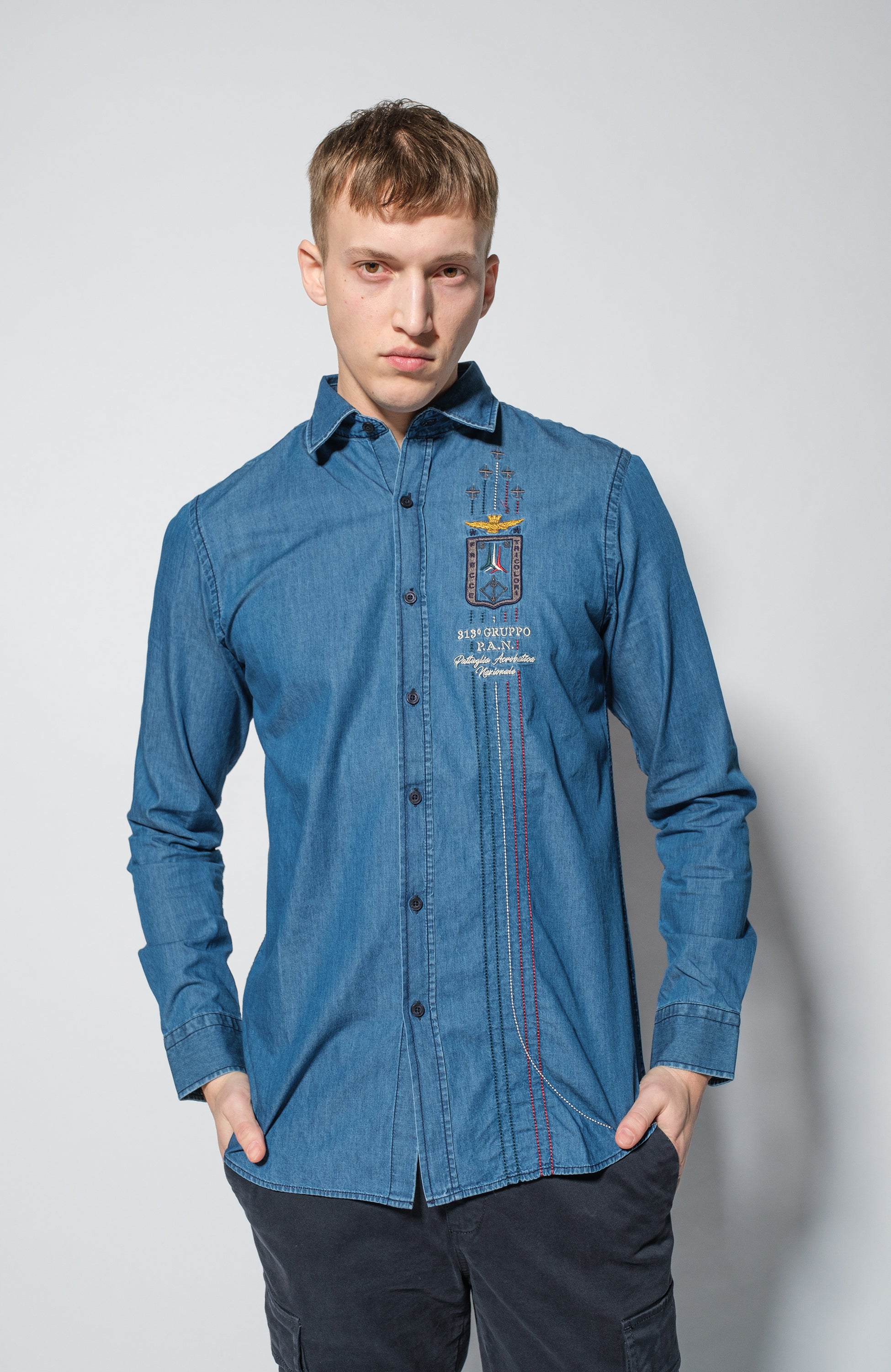 Aeronautica militare Blue Koszula jeansowa image 1
