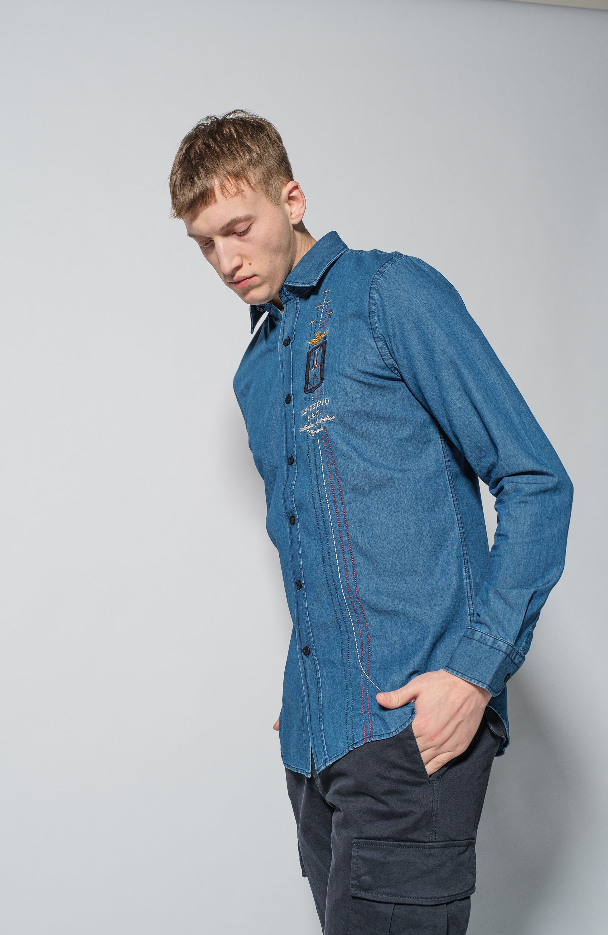 Aeronautica militare Blue Koszula jeansowa image 3