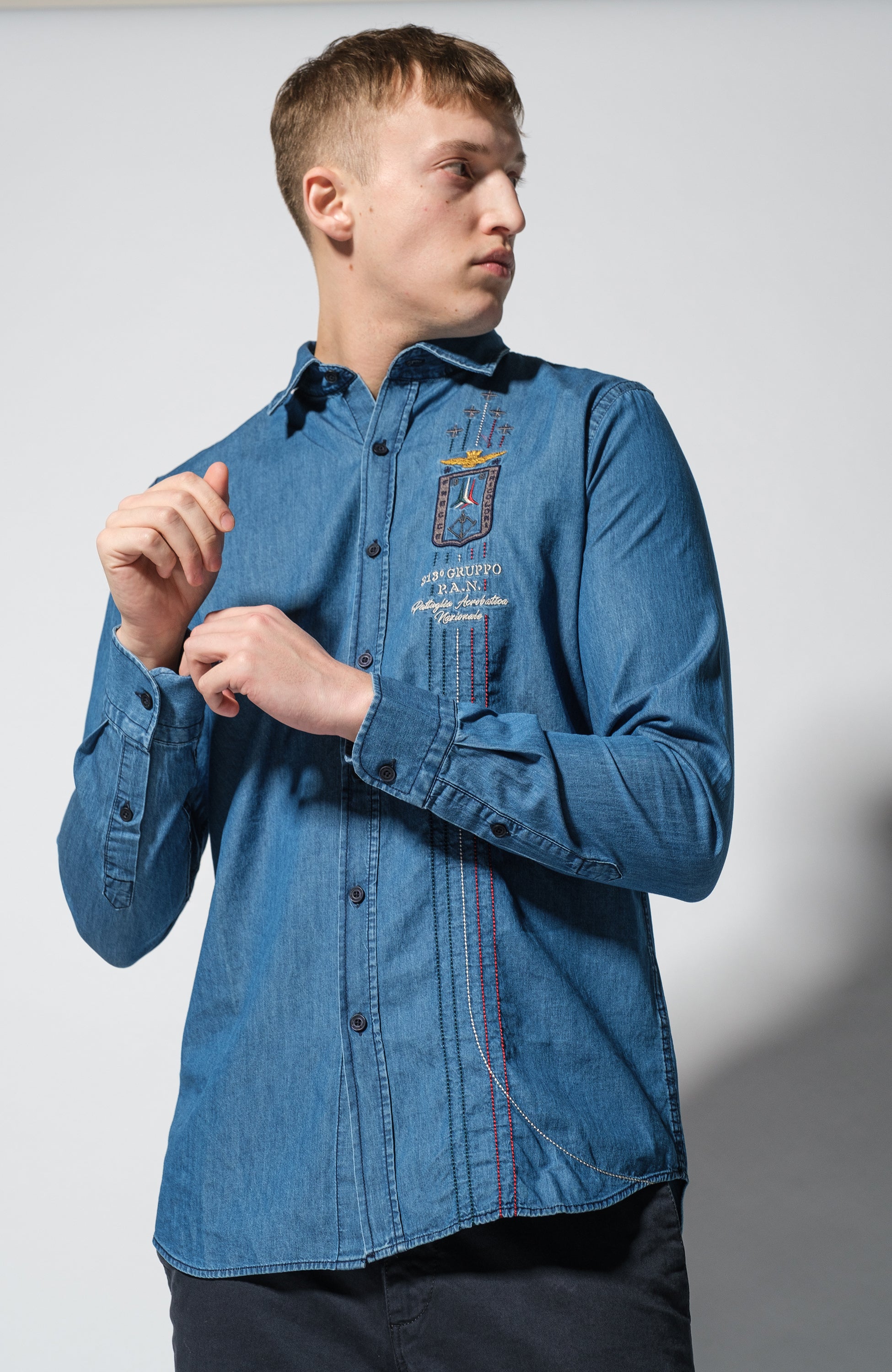 Aeronautica militare Blue Koszula jeansowa image 2