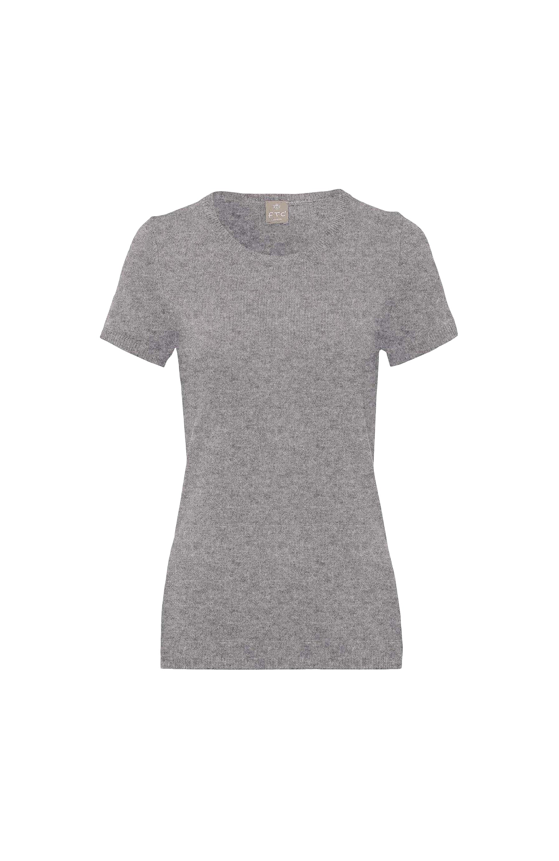Ftc cashmere Grey Kaszmirowy top z krótkim rękawem image 6
