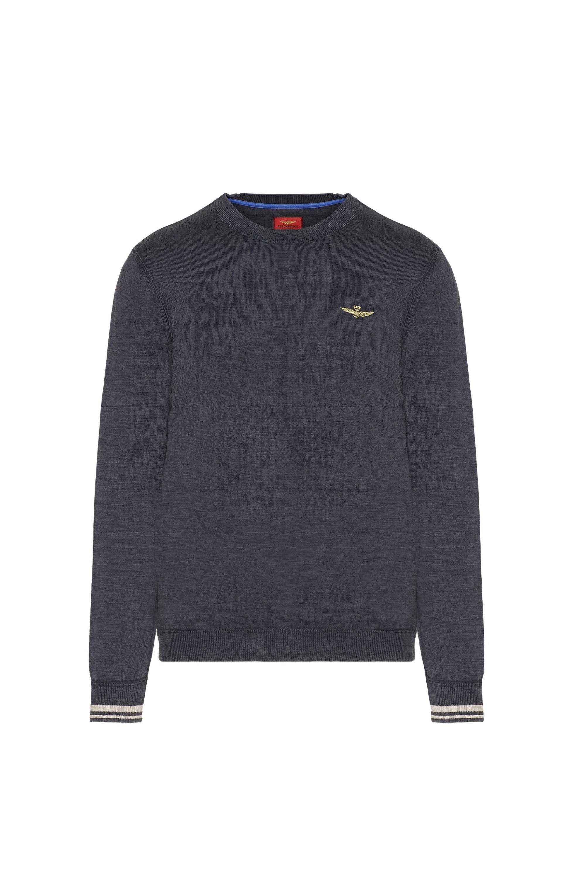 Aeronautica militare Navy Garment-dyed cotton sweater image 3