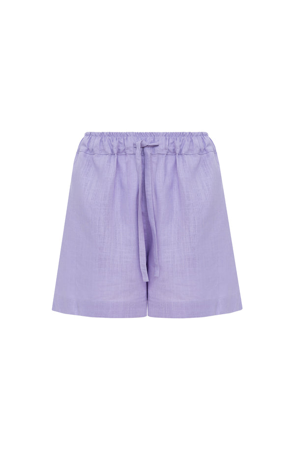 Elasticated-waist linen shorts