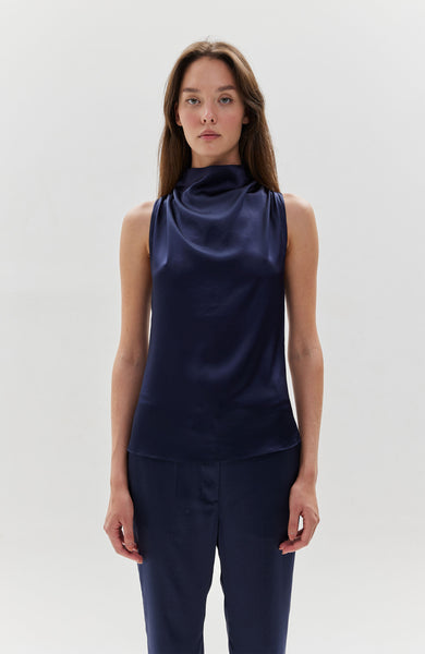Sleeveless draped top ODISIA