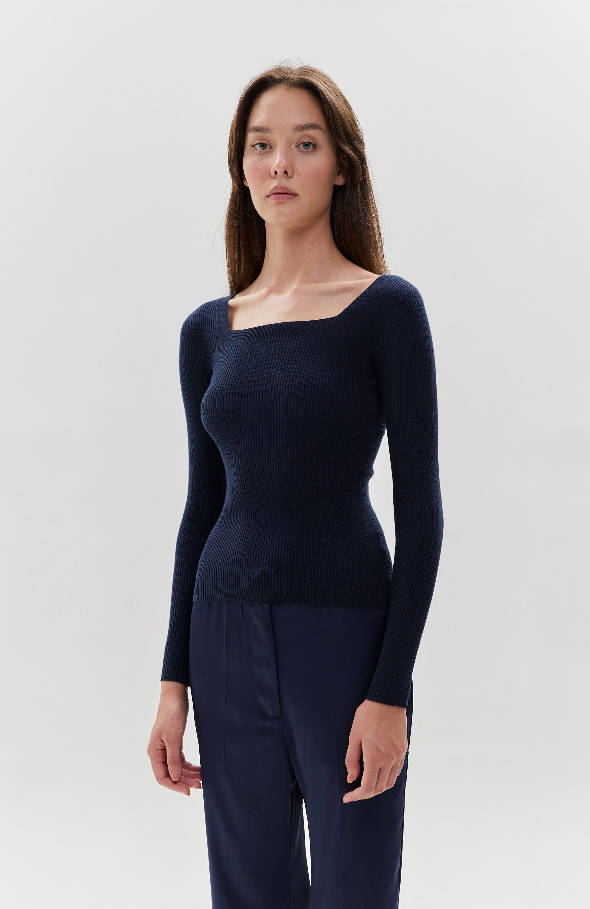 Square-neck ribbed top EVELINA