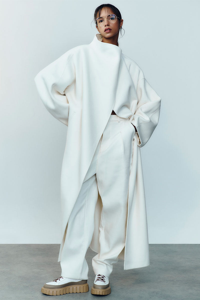 Double-breast quilted coat TOTE and Wide suit trousers