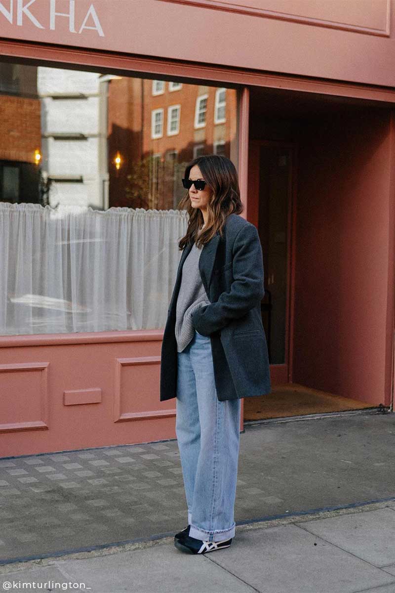 Marynarka garniturowa oversize and Jeansy relaxed AYLA