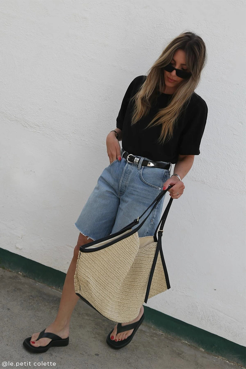 Oversized cotton t-shirt and Relaxed-fit denim shorts AYLA