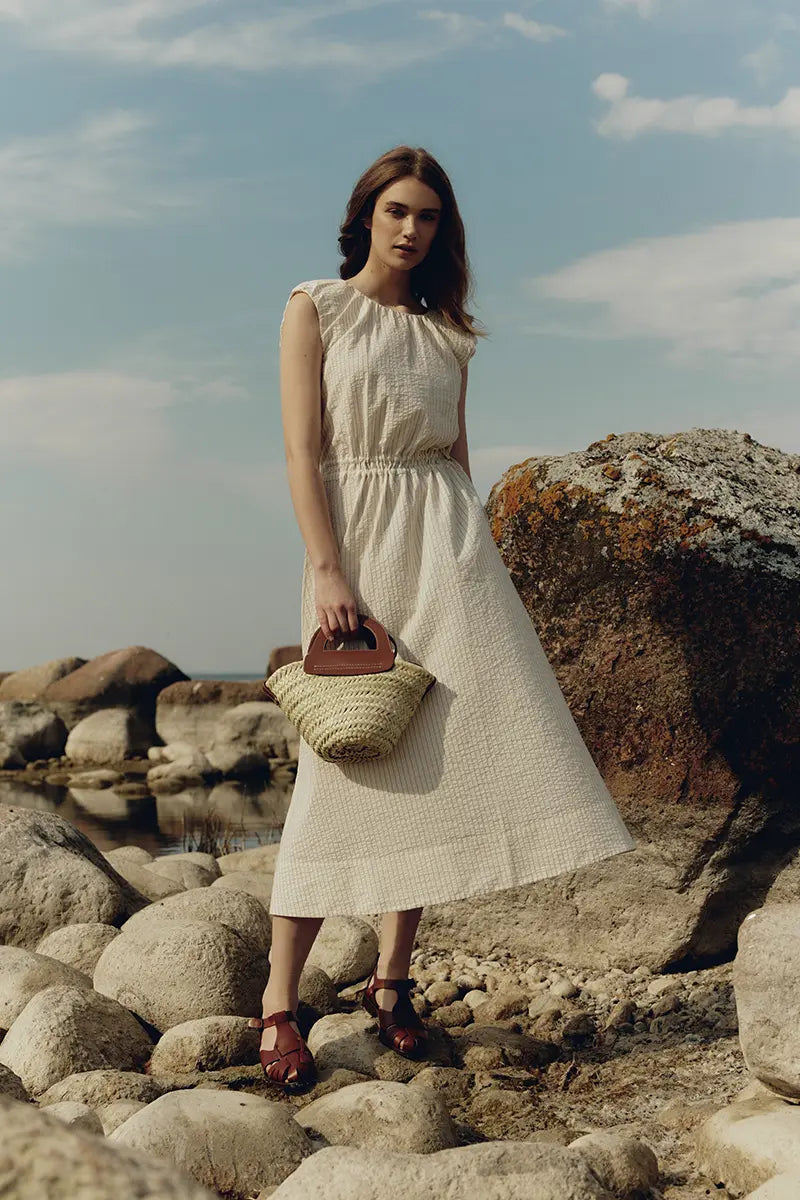 Ruffle cotton dress and Fisherman sandals PESCA
