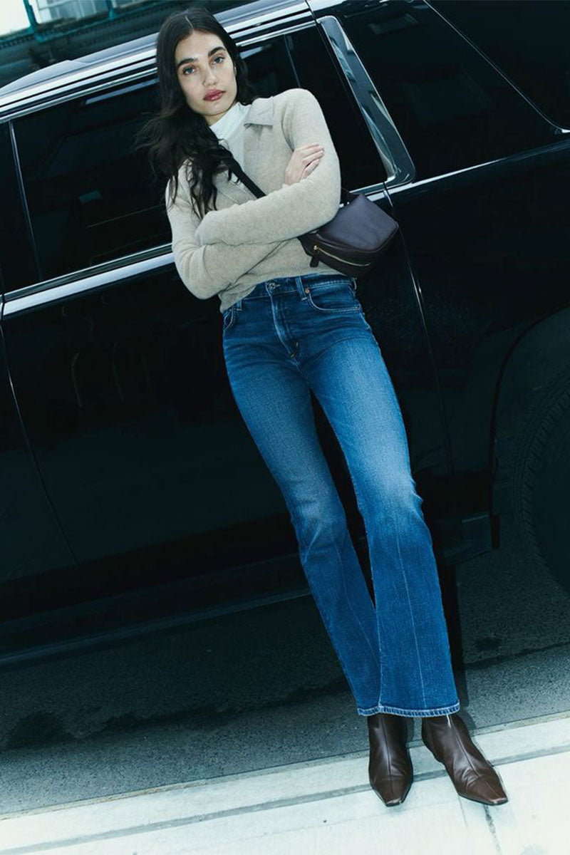 Poloneck sweater LAILAI and High-rise bootcut jeans LILAH