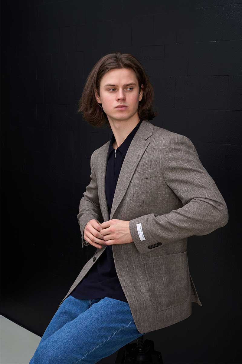 Linen blazer JUSTINN and Half-zip polo shirt ORBIT SS