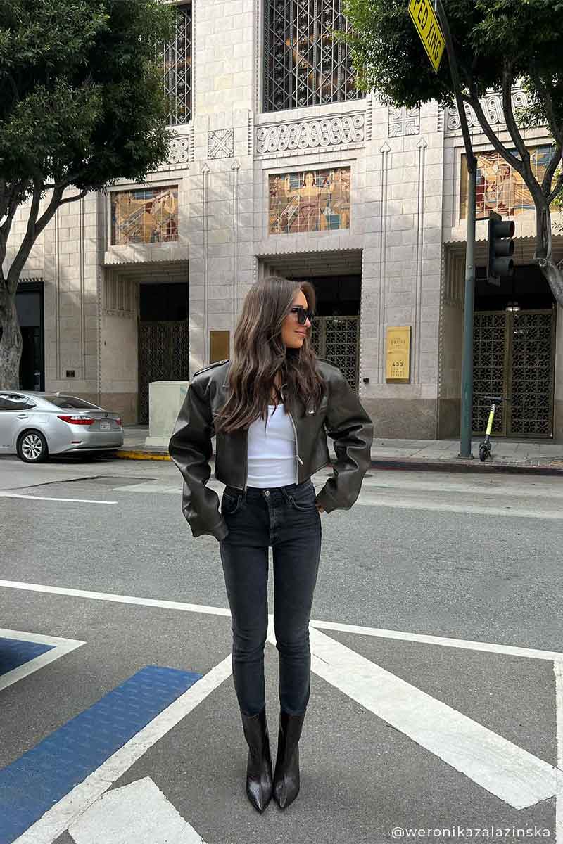 Quilted bomber jacket TOUSSAINT and High rise straight jeans RILEY LONG