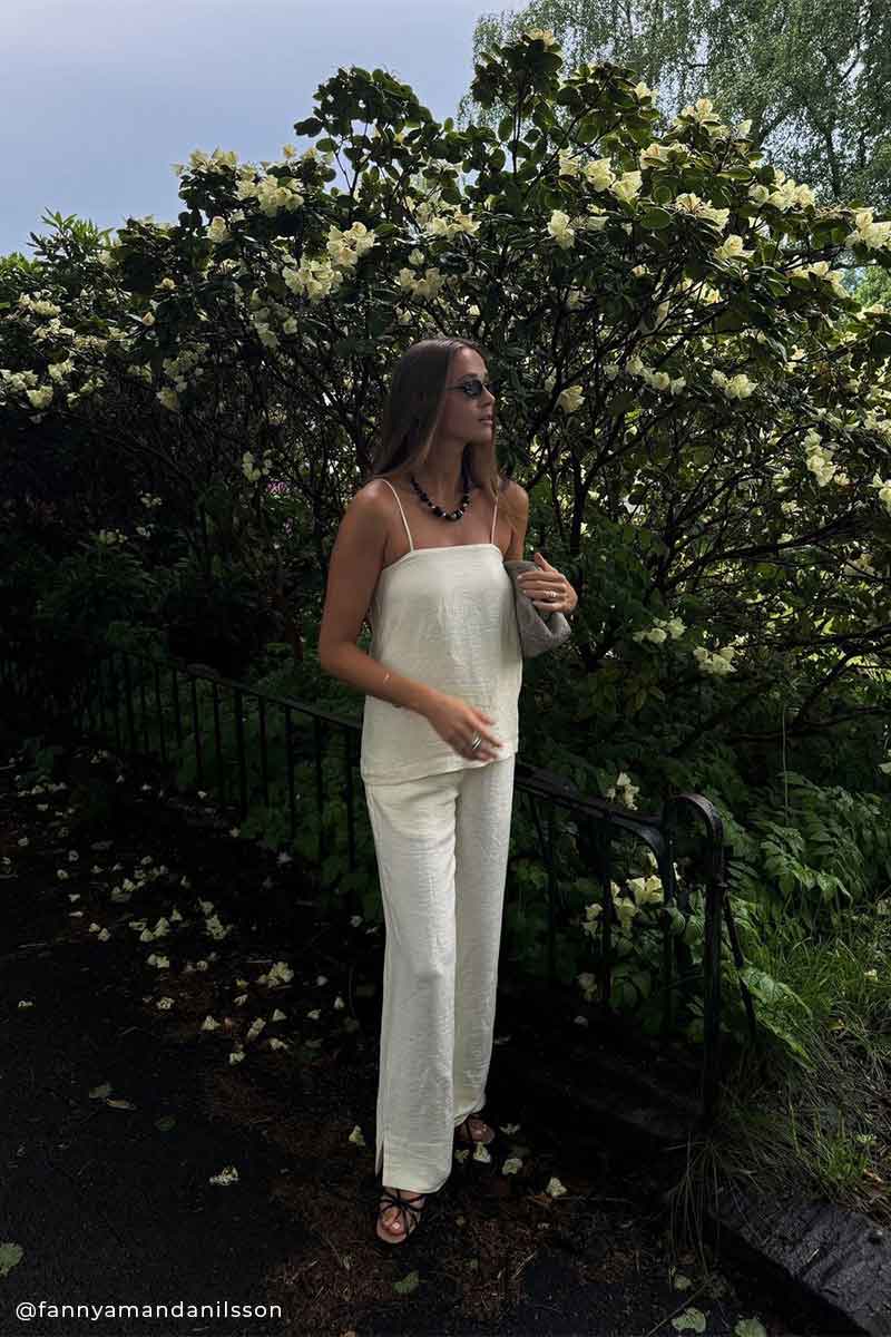 Linen strap top and Linen drawstring trousers