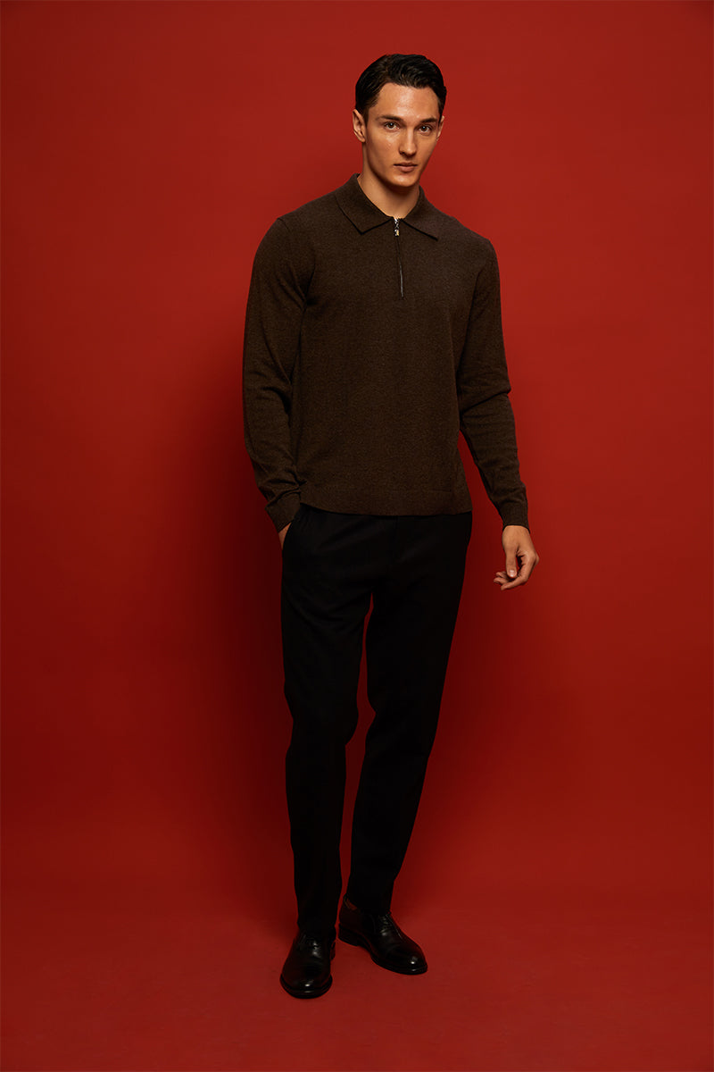 Sweter polo ORBIT and Spodnie o prostym kroju TENUTAS