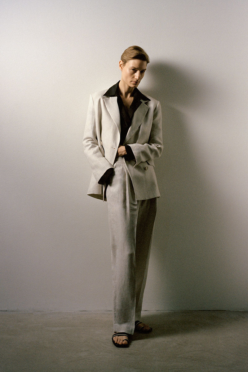 Classic linen blazer and Linen wide suit trousers