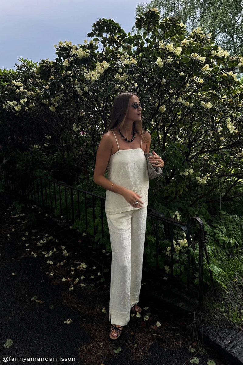 Linen strap top and Linen drawstring trousers