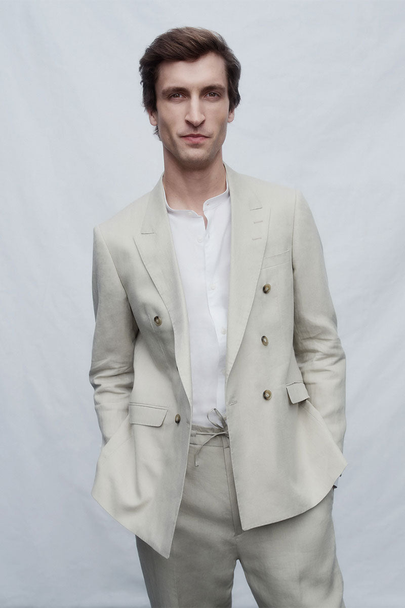 Linen blazer JUSTINN and Linen straight-fit trousers TENUTAS