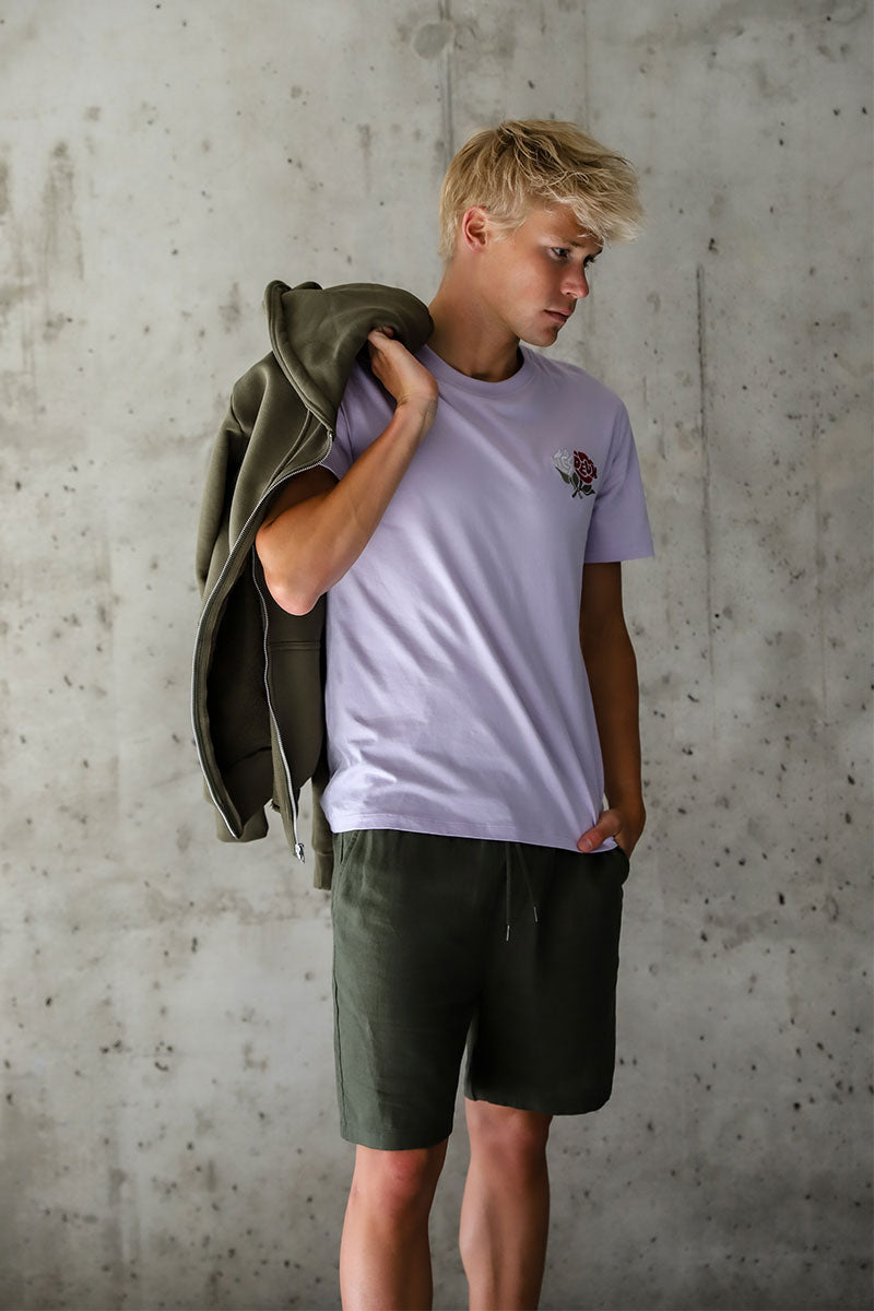 Embroidered t-shirt FELIPE and Drawstring linen shorts OTTO