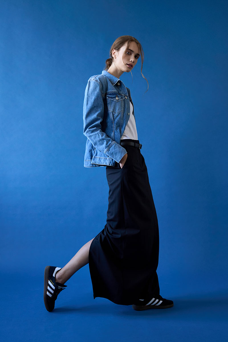 Kurtka jeansowa vintage oversize WAYNE and Dopasowana spódnica maxi