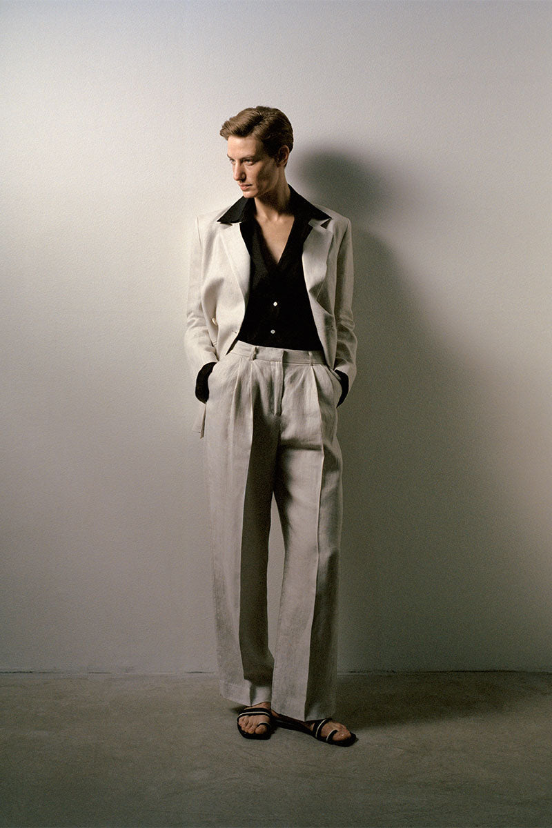Classic linen blazer and Linen wide suit trousers