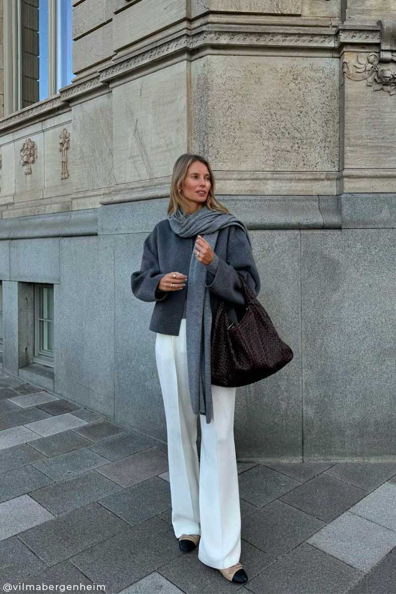 Short double jacket and Knit cashmere scarf PARIS