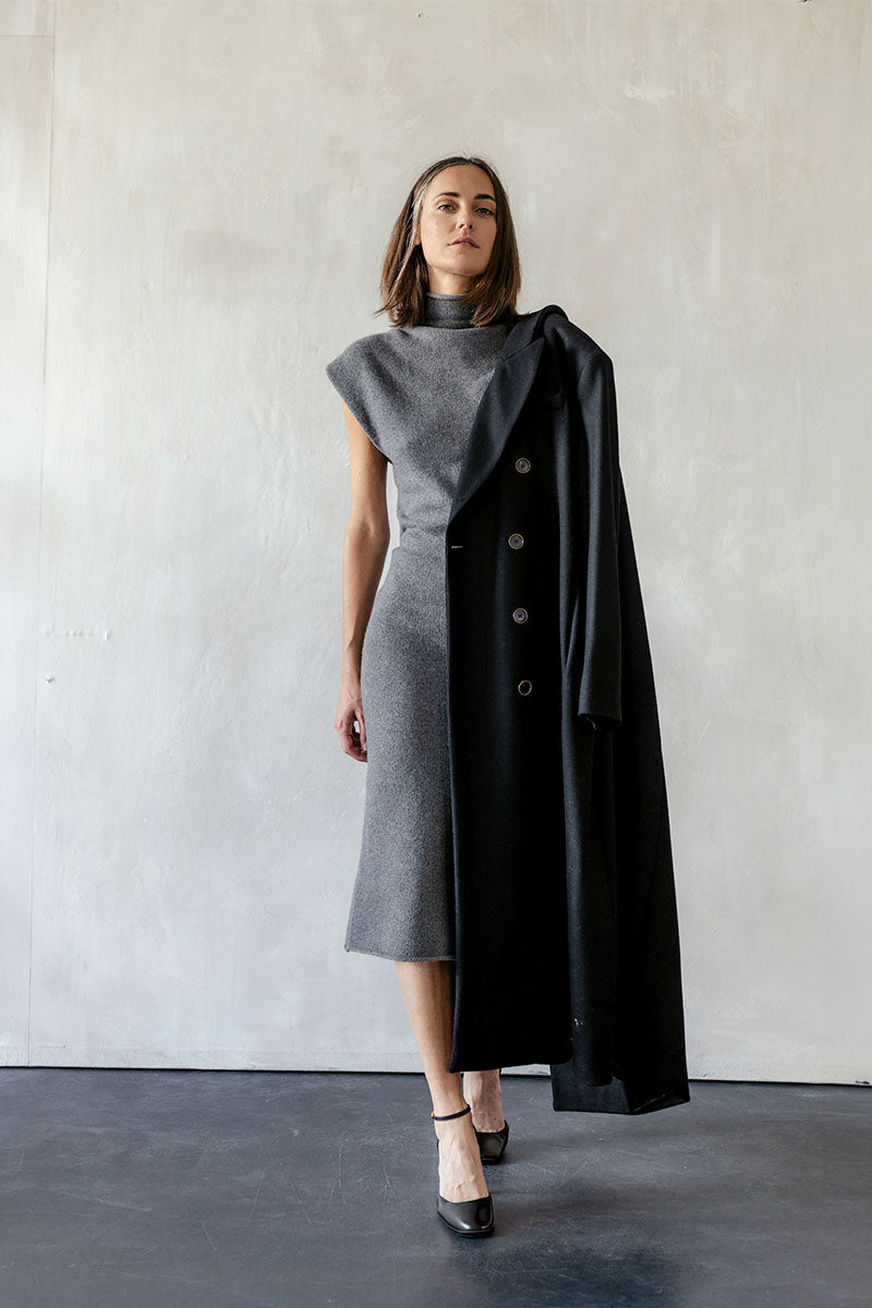 Knitted cashmere dress and Double breasted wool coat