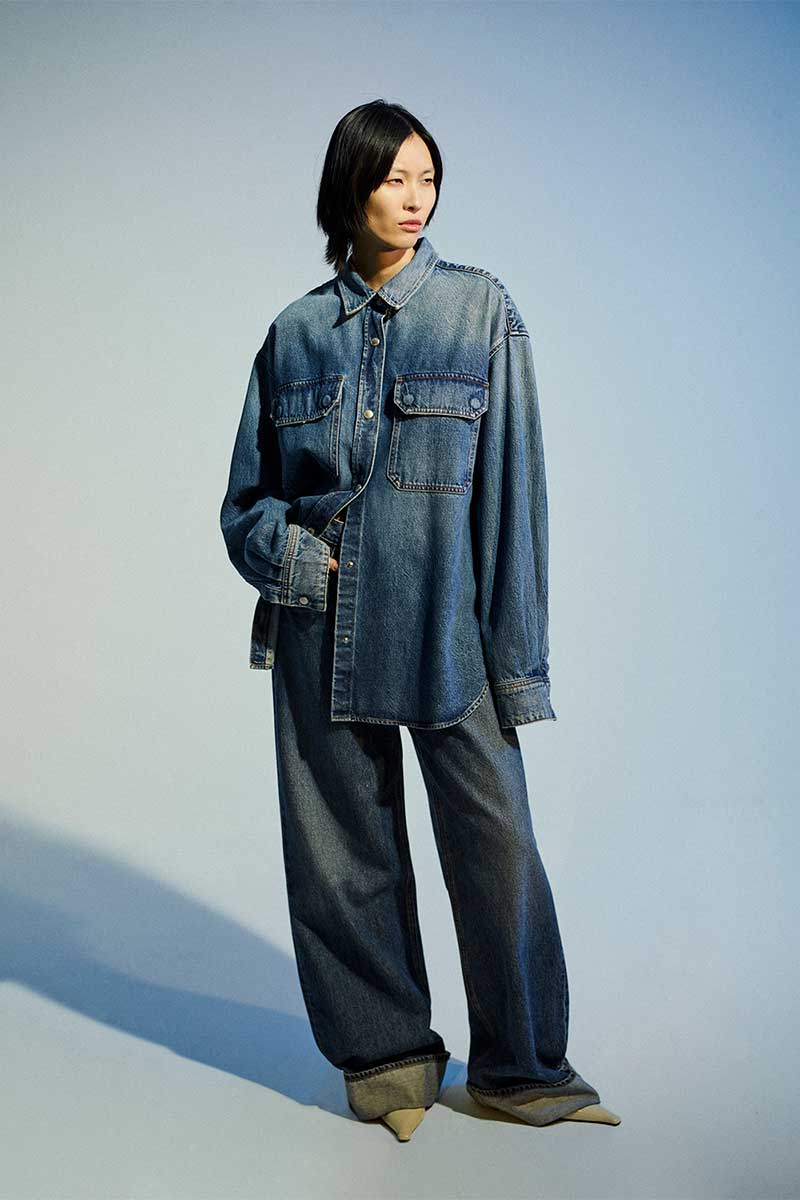 Denim oversized shirt KAYLA and Wide-leg jeans DAME