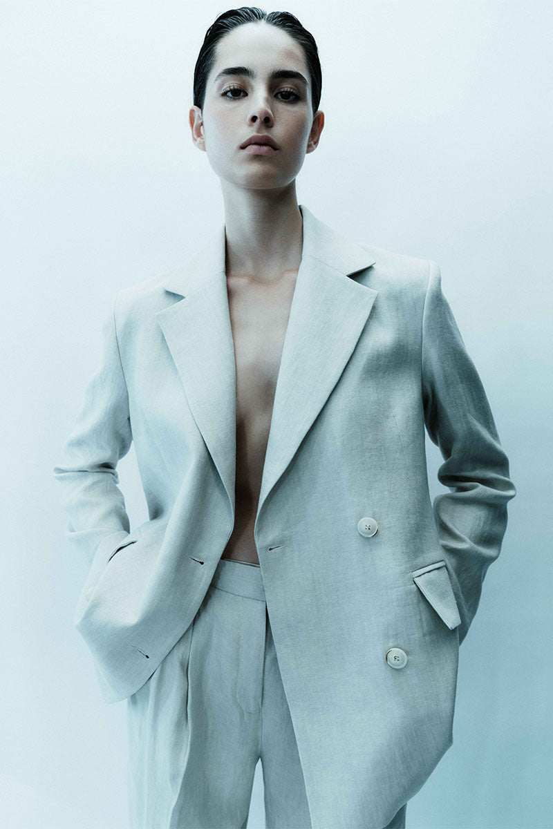 Classic linen blazer and Linen wide suit trousers