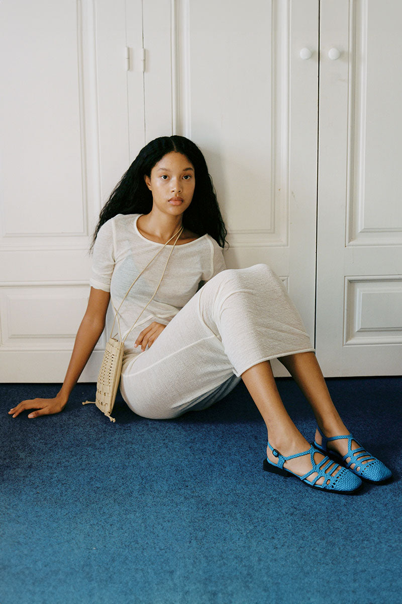 Fine-knit midi skirt RONJA and Woven slingback sandals BARANA