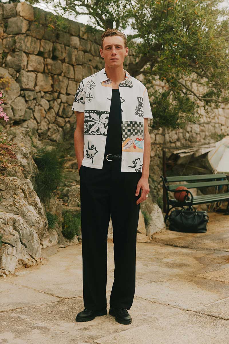 Short sleeve shirt KAMAR AOP SS and Regular suit trousers COMO