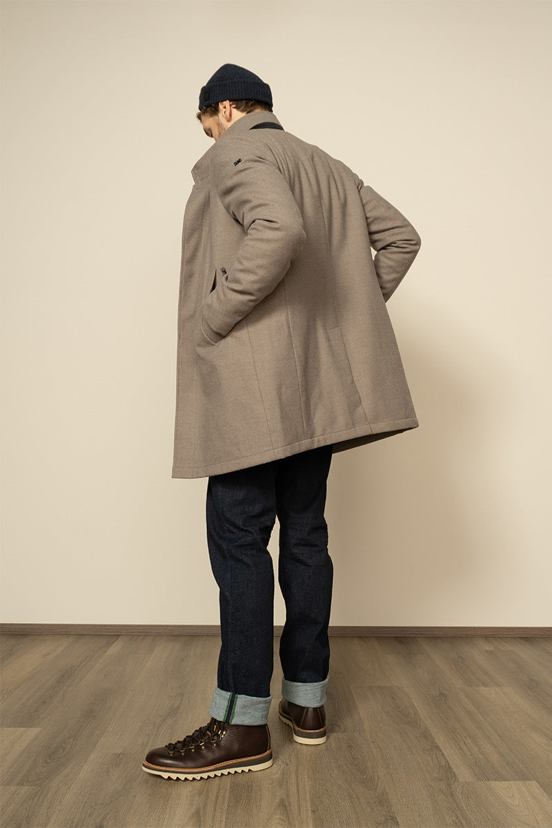 Quilted wool coat MAJOR and Tapered slim jeans LONDON