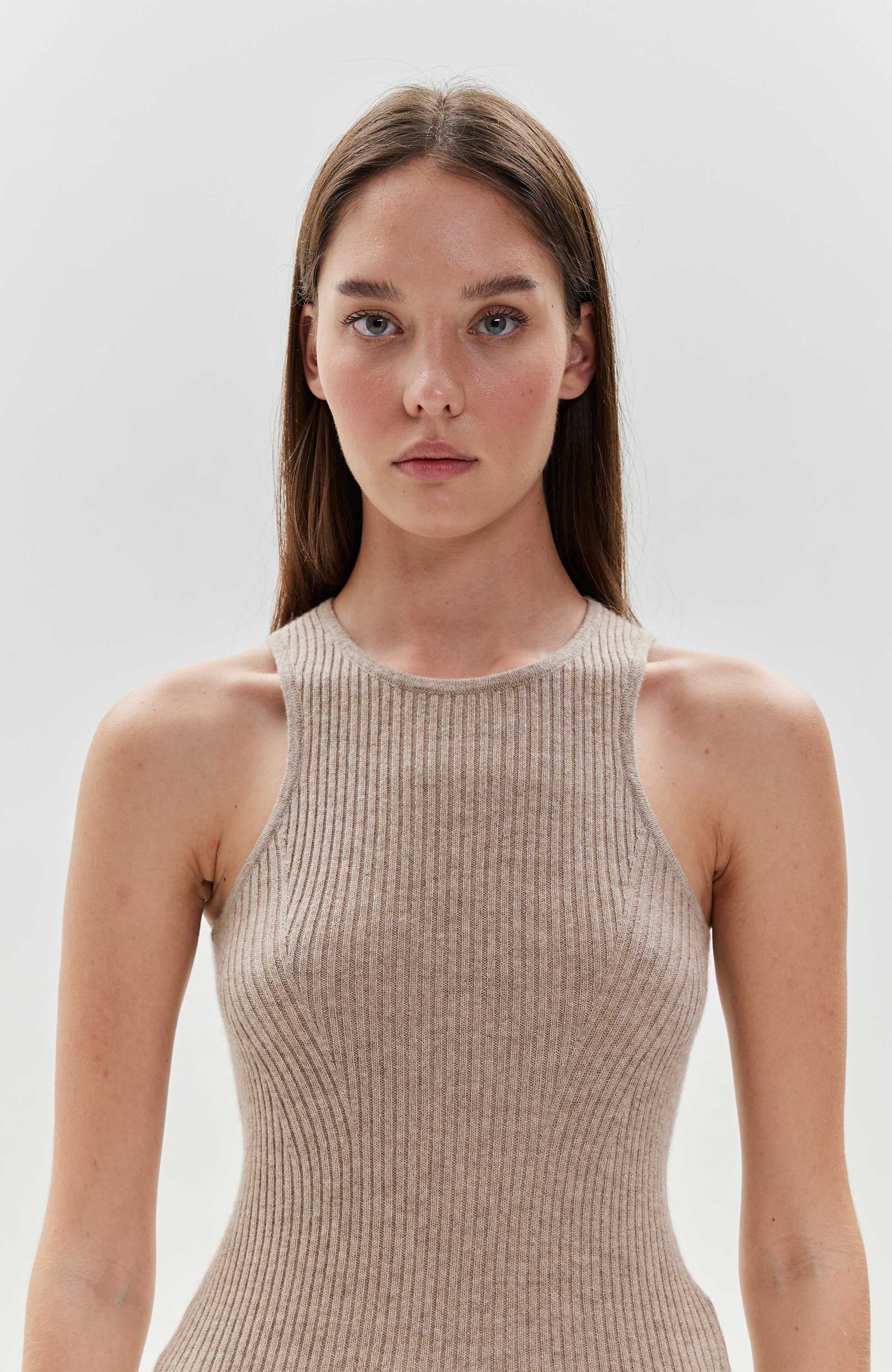 Rib-knit cashmere top