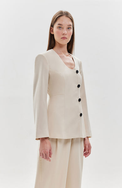 Collarless blazer