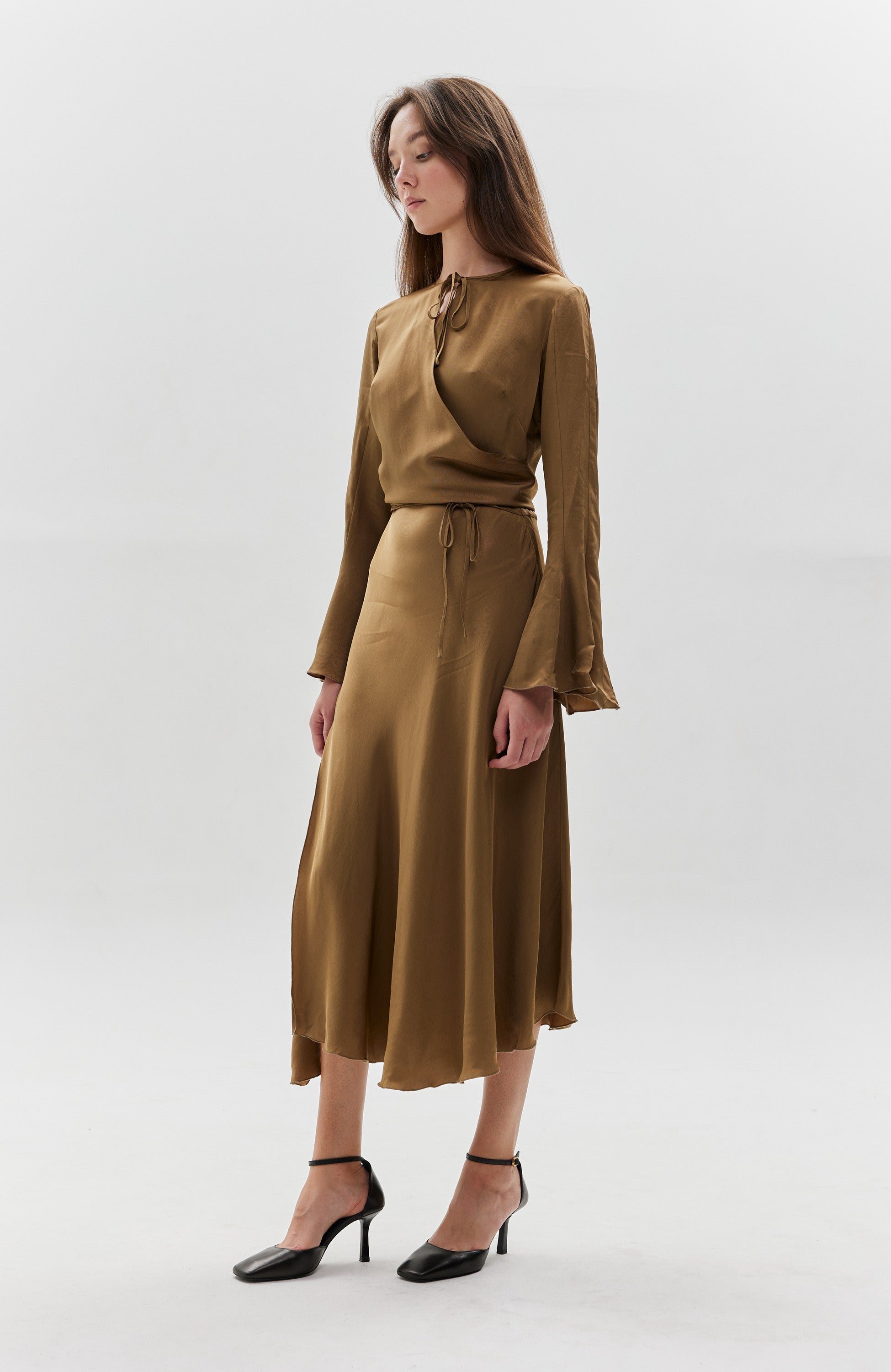 Erika Cavallini wrap-design satin-finish dress 40 Erika Cavallini wrap-design satin-finish dress 40