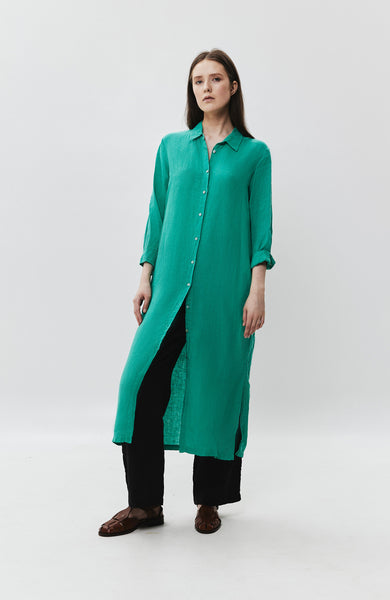 Linen maxi shirt-dress