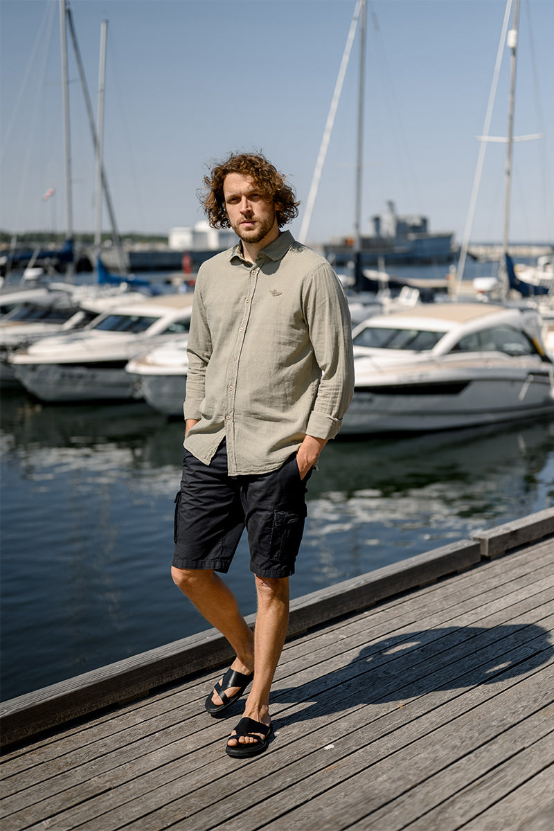 Cotton linen shirt and Lightweight cotton cargo shorts