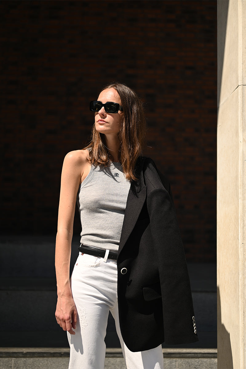 Oversized blazer and Fine knit ribbed top KYLE CAMISOLE