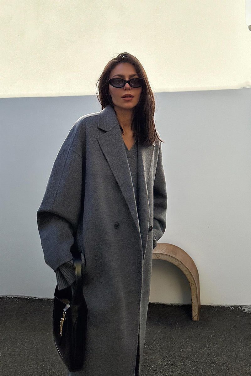 Oversize doublé coat and Highneck cashmere sweater HEIDI