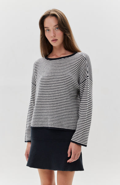 Sweter w paski z okrągłym dekoltem FELICITY