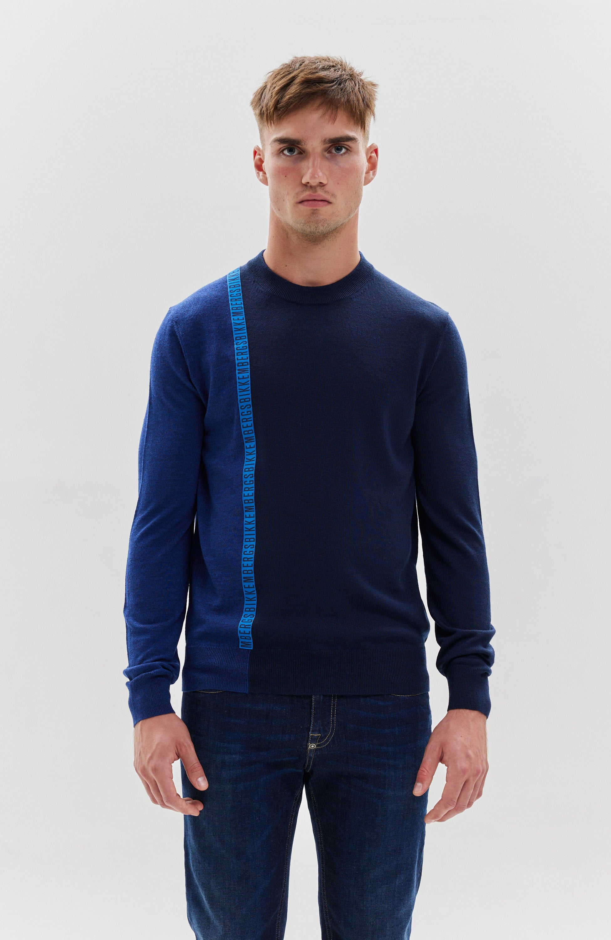 Two-tone wool-blend sweater