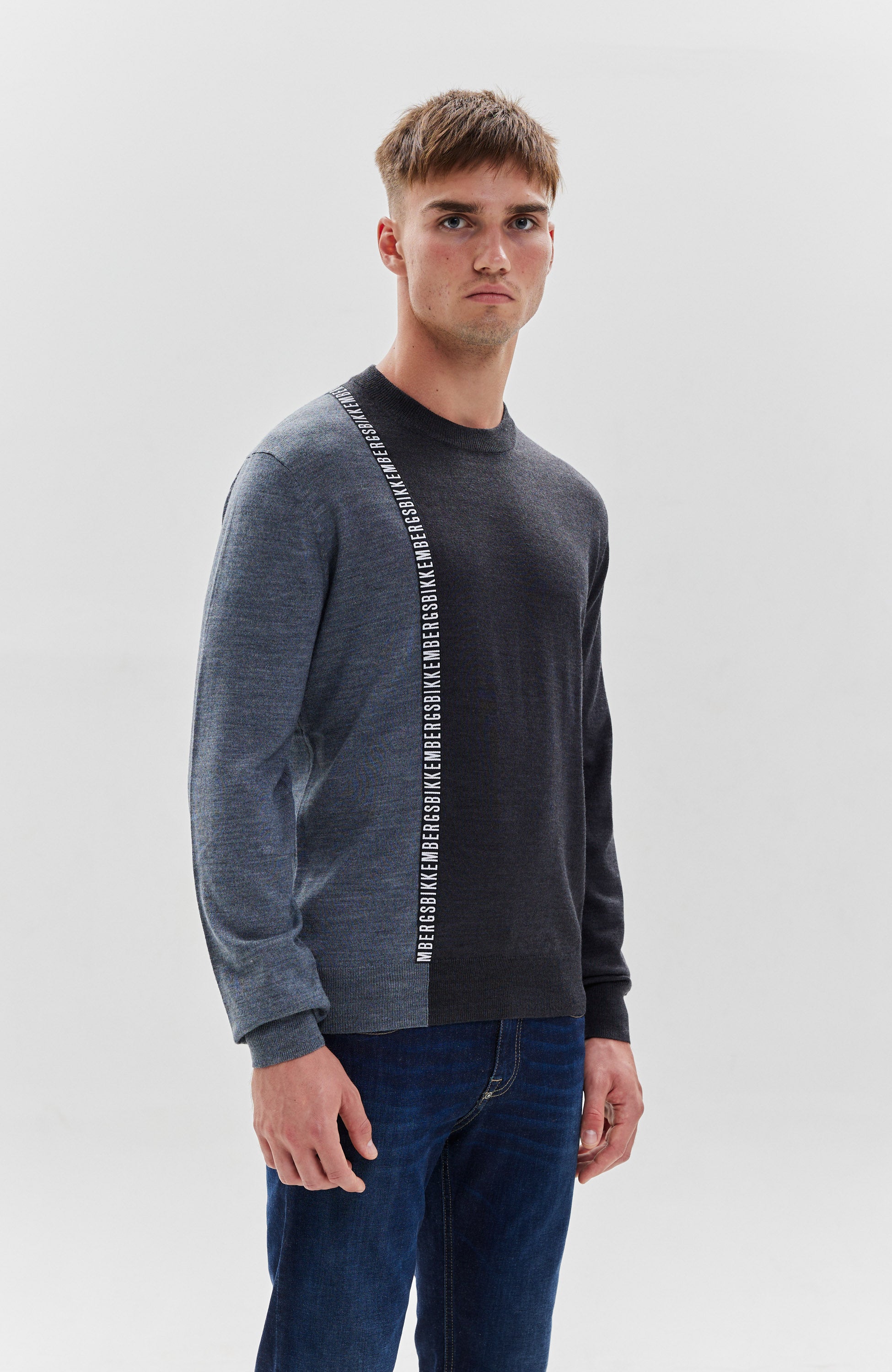 Two-tone wool-blend sweater