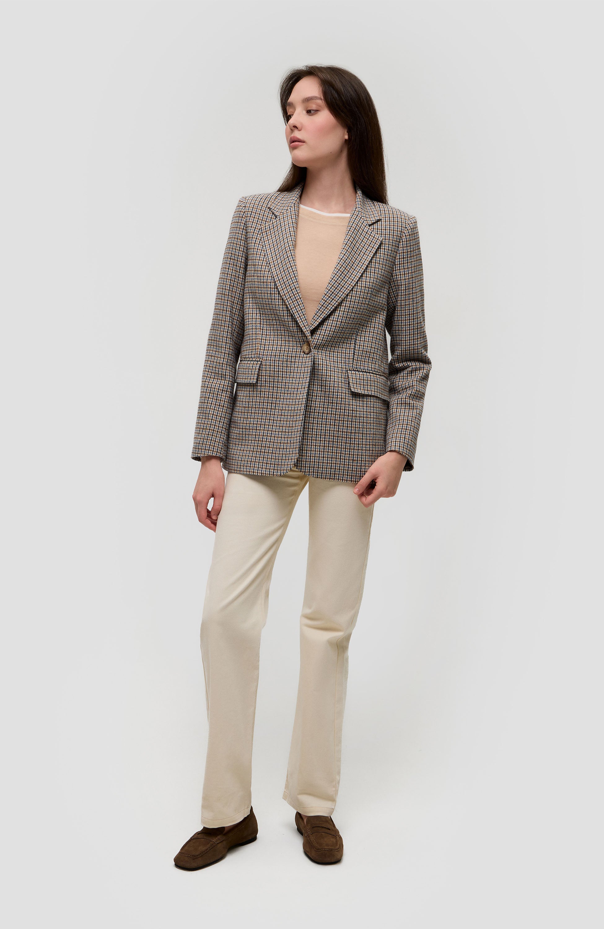 Houndstooth single-breasted blazer