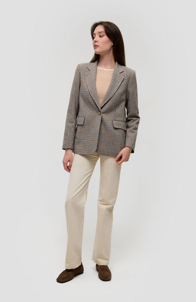 Houndstooth single-breasted blazer