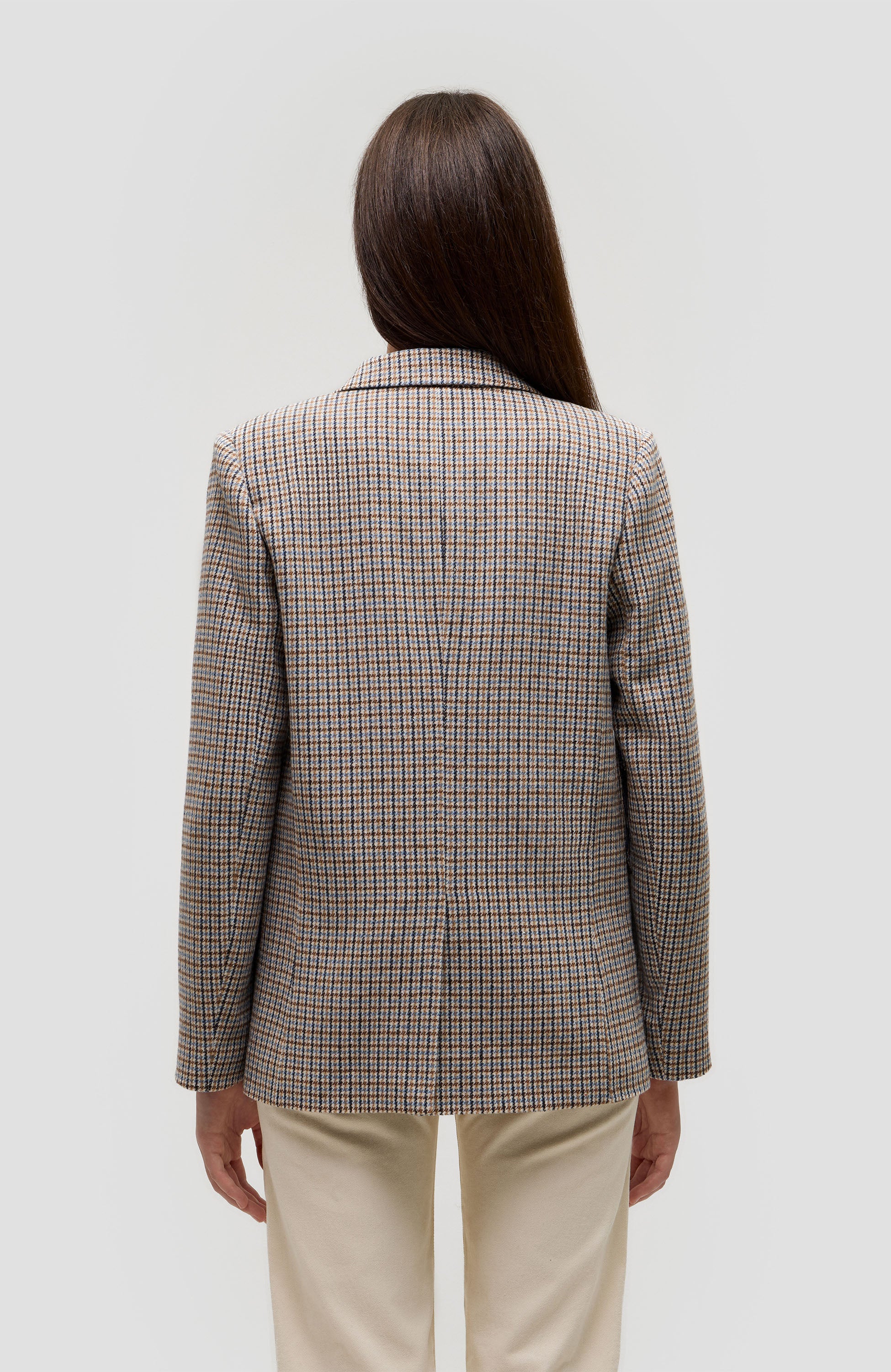 Beige brown Beige Houndstooth single-breasted blazer image 4