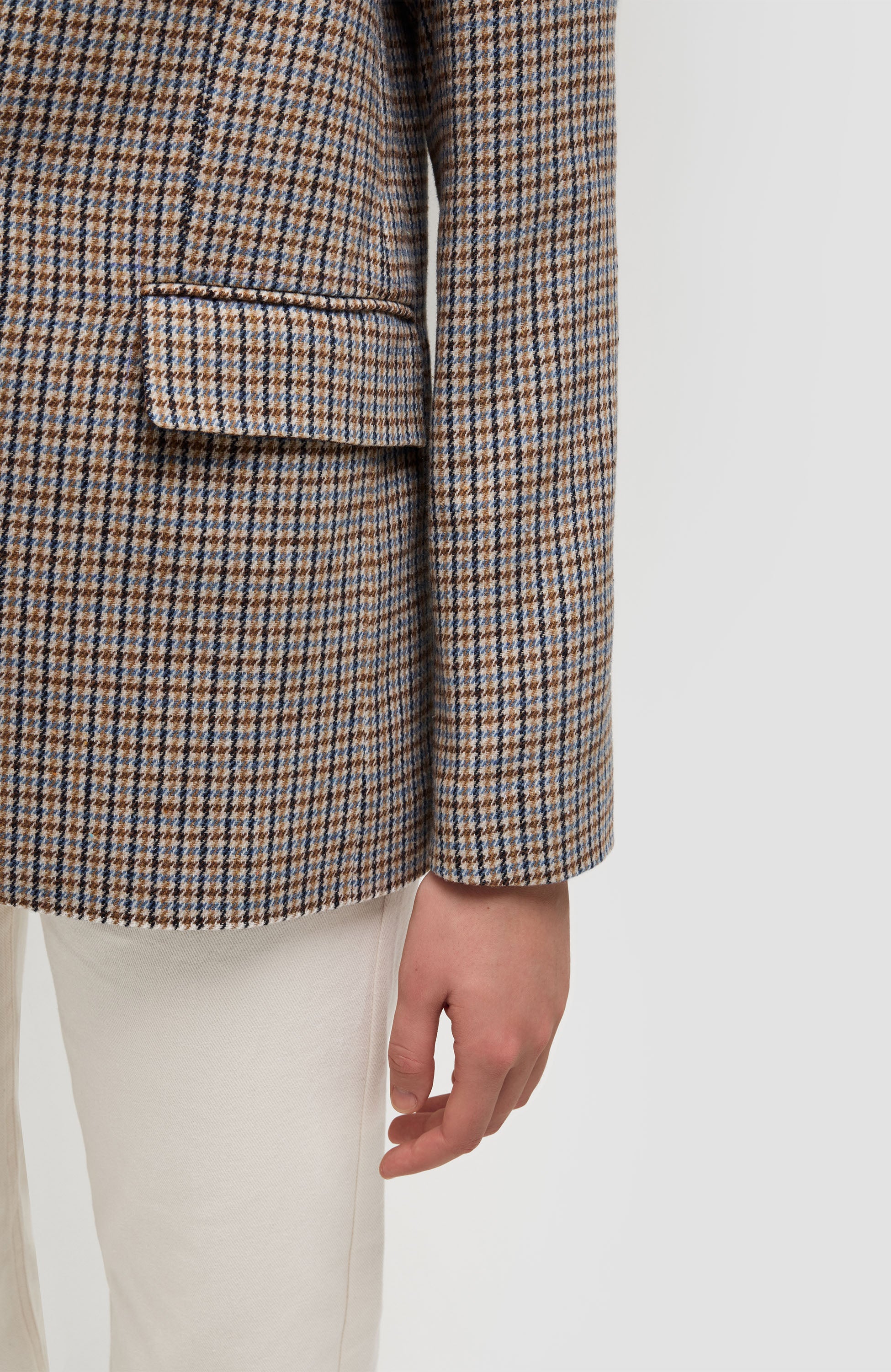 Beige brown Beige Houndstooth single-breasted blazer image 7