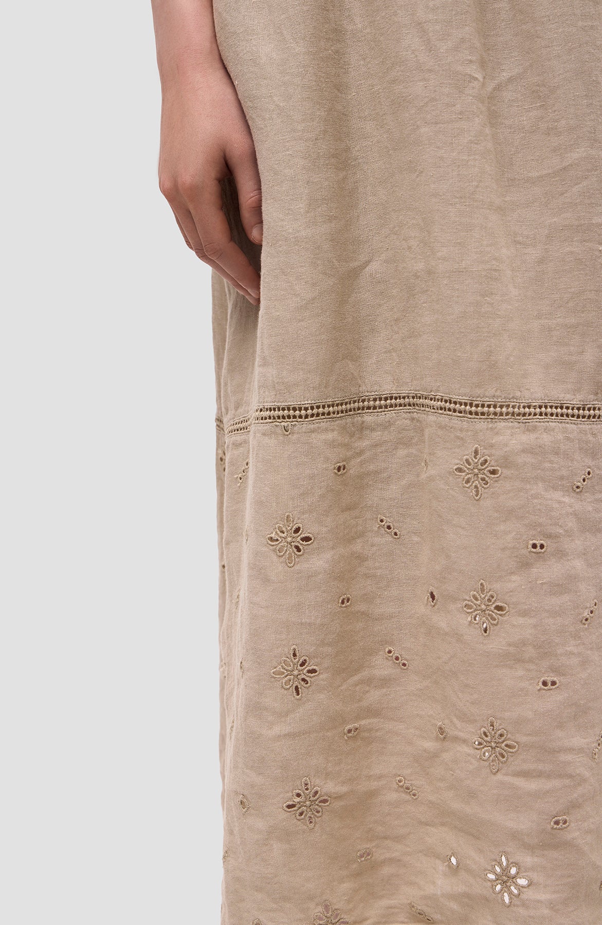 120% lino Beige Square-neck linen flared midi dress image 8