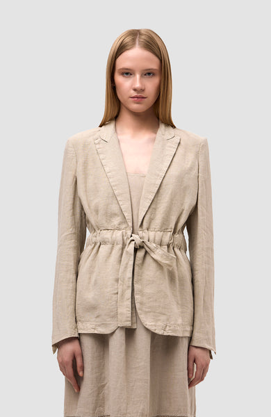 Belt drawstring linen jacket